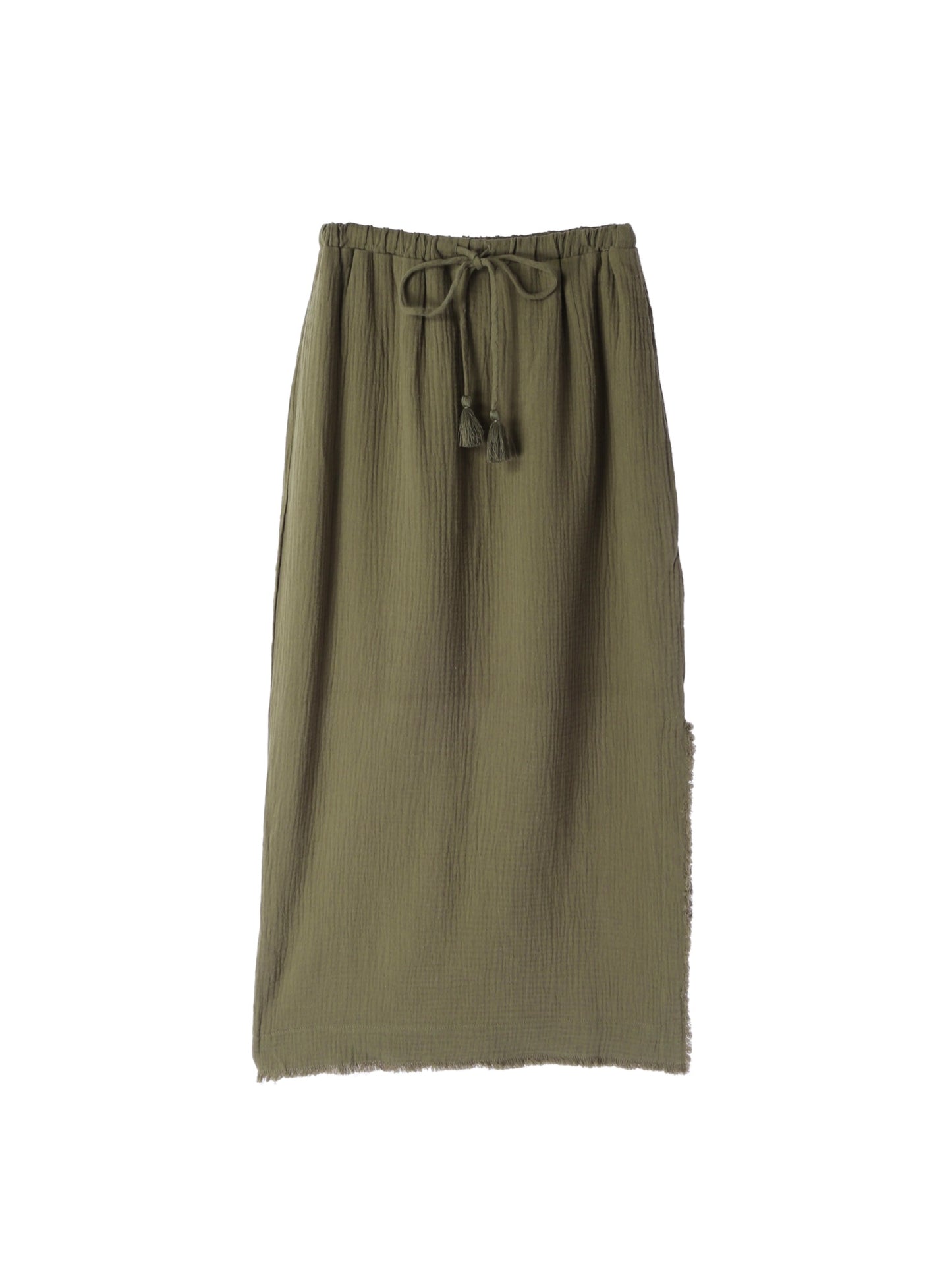 Fringe Side Slit Skirt / Khaki