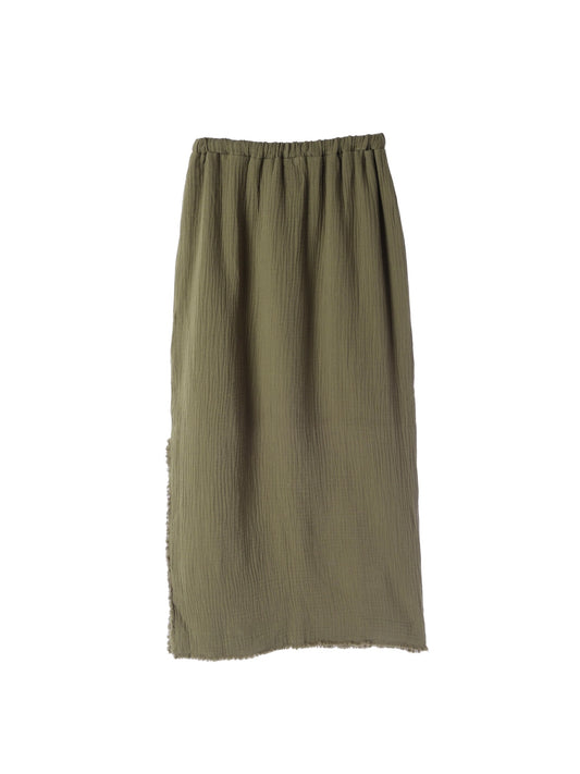 Fringe Side Slit Skirt / Khaki