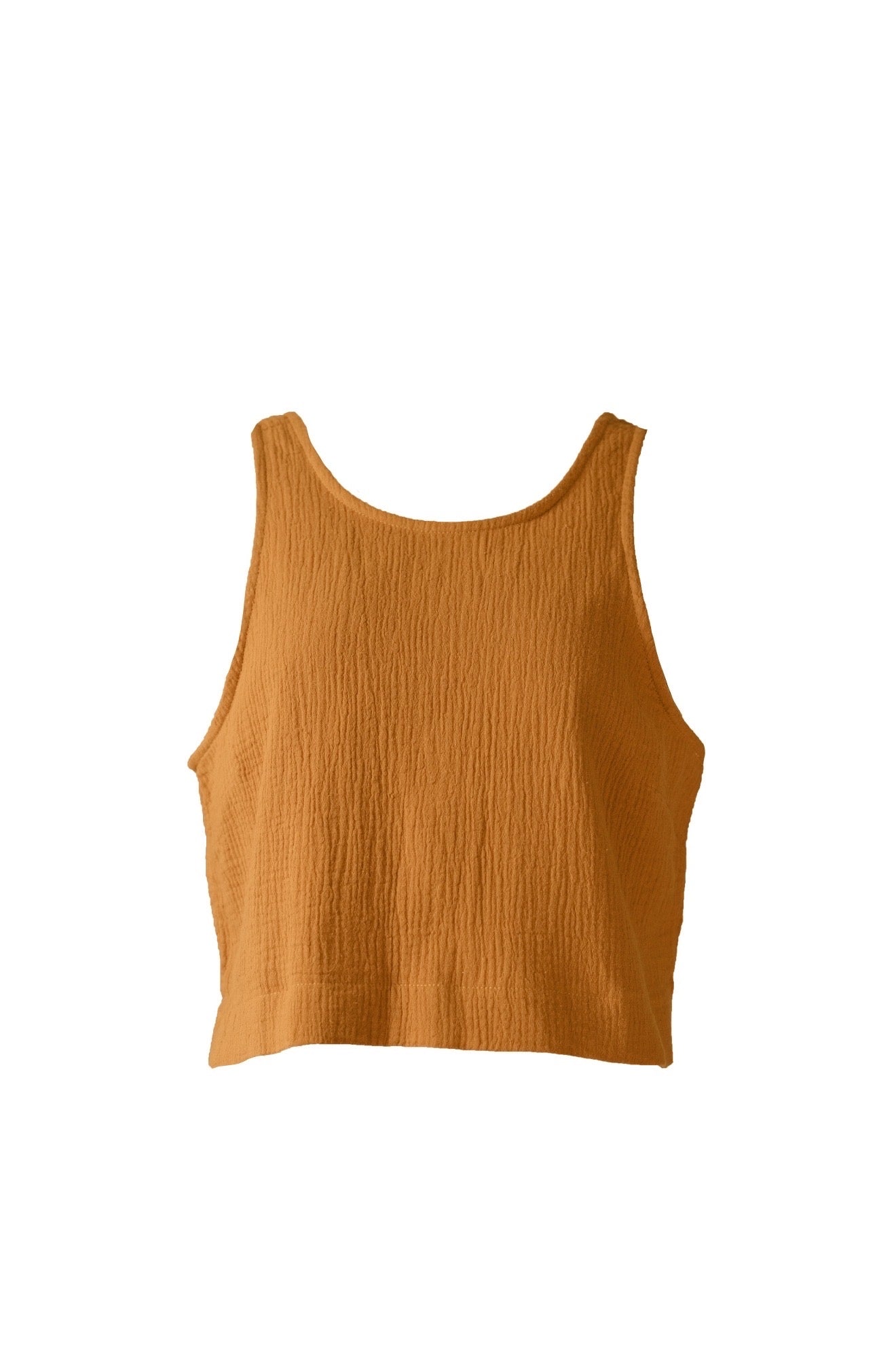 Cotton Gauze Back Button Tanktop Mustard