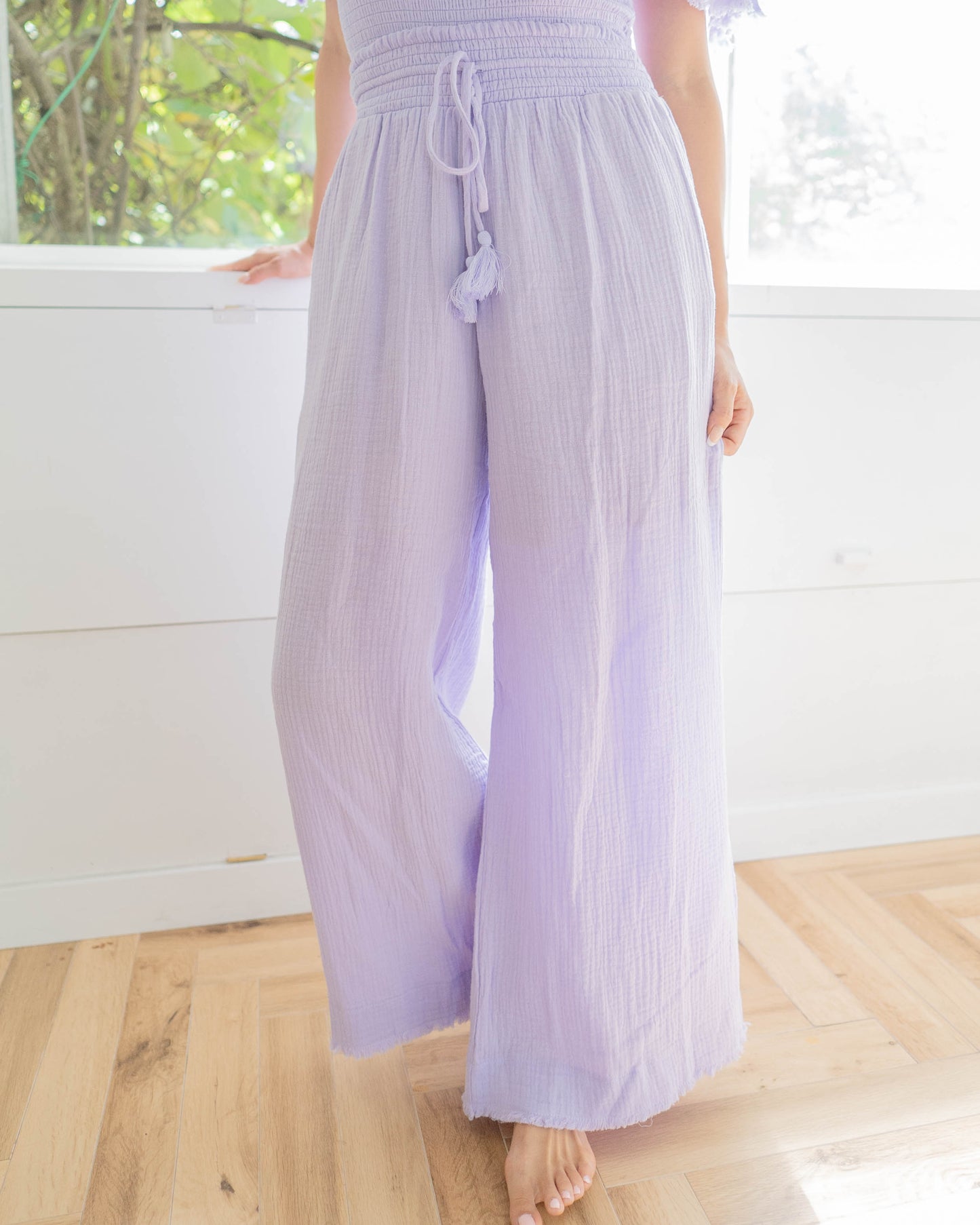 Fringe Wide Pants / Lavender