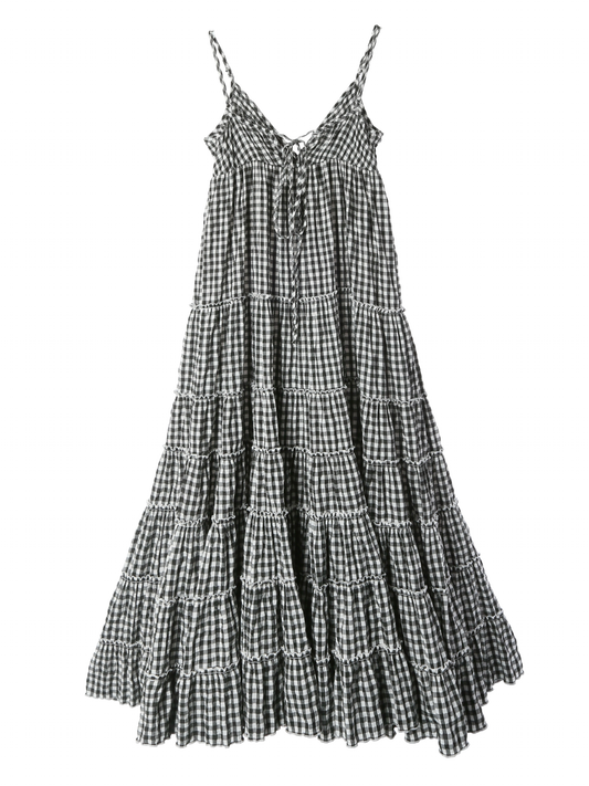 Garden Dress Black Gingham