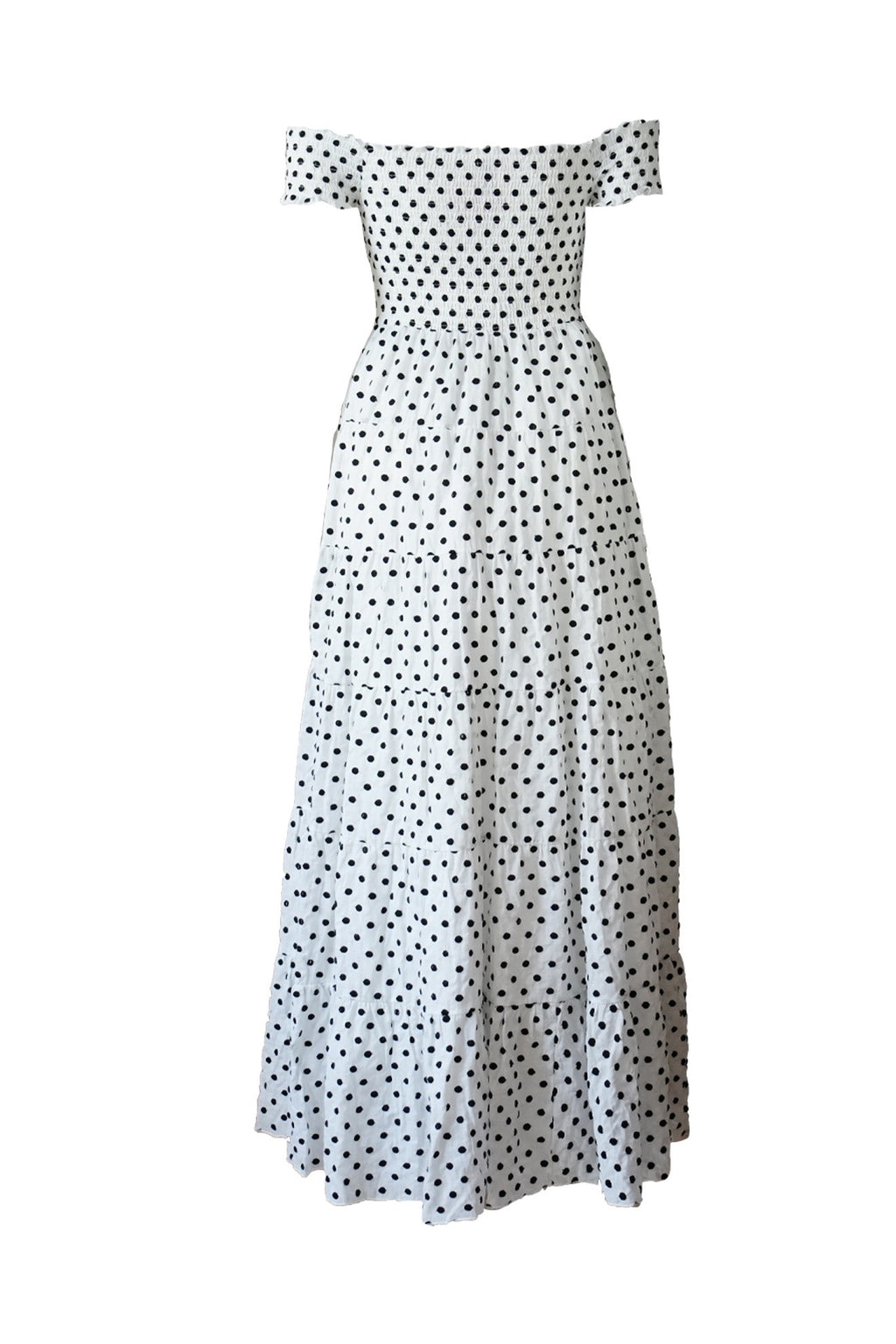 Polka Dot embroidery Off The Shoulder Dress