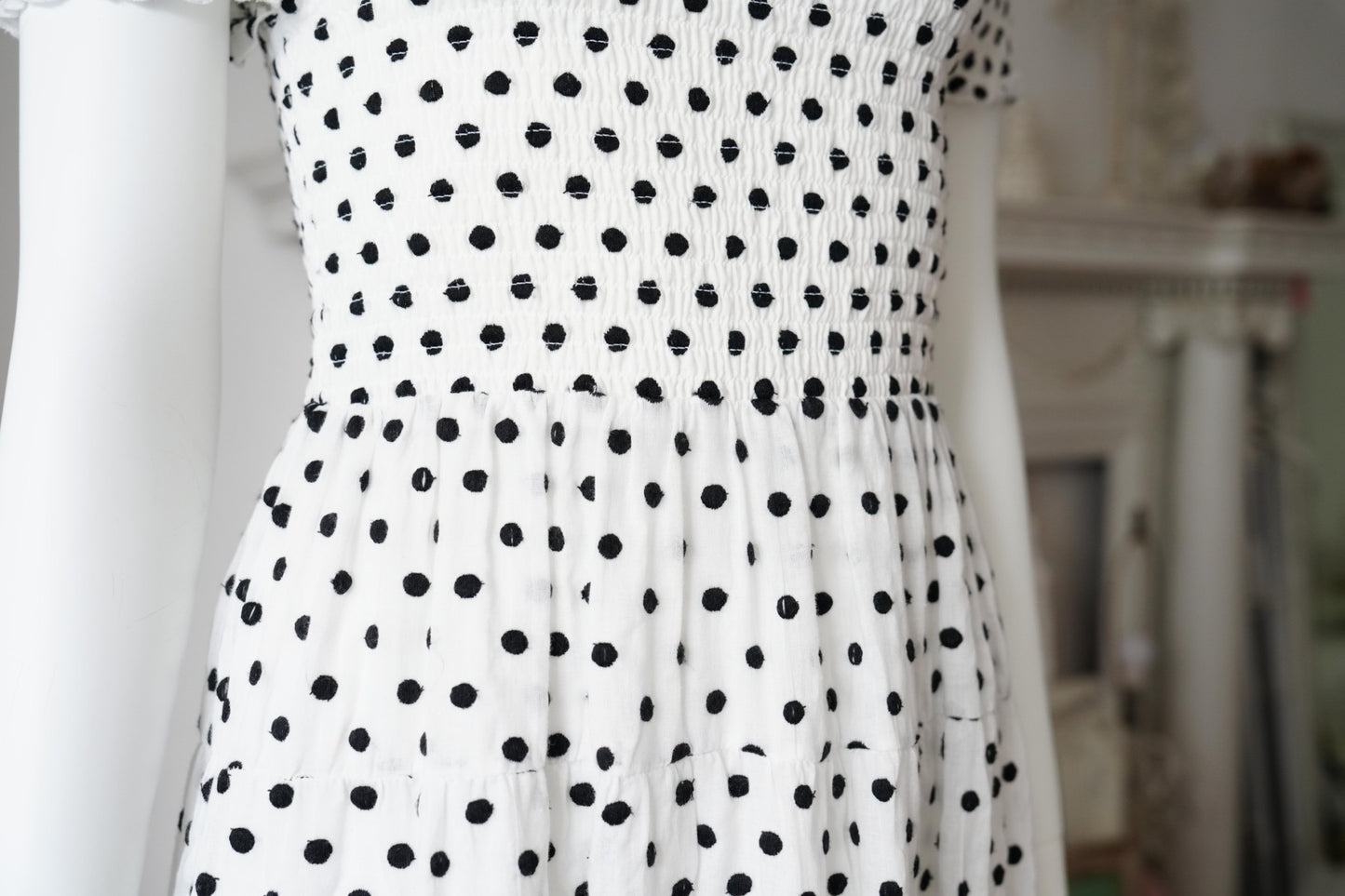 Off The Shoulder Dress / Polka Dot embroidery