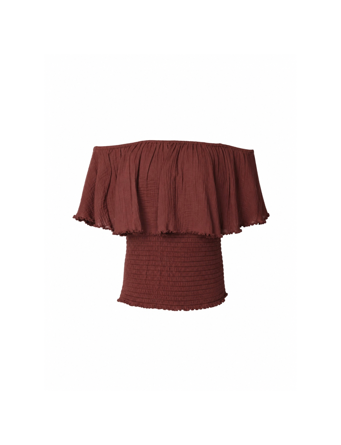 Fringe Frill Off The Shoulder Tops Chocolate