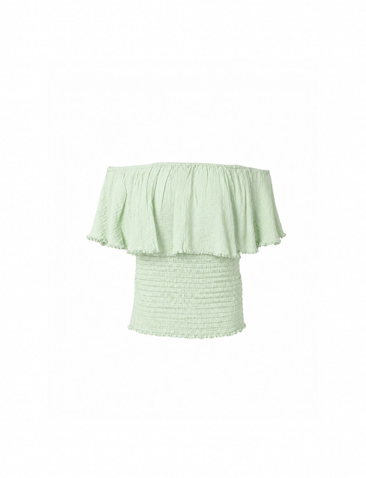 Fringe Frill Off The Shoulder Tops Meadow green