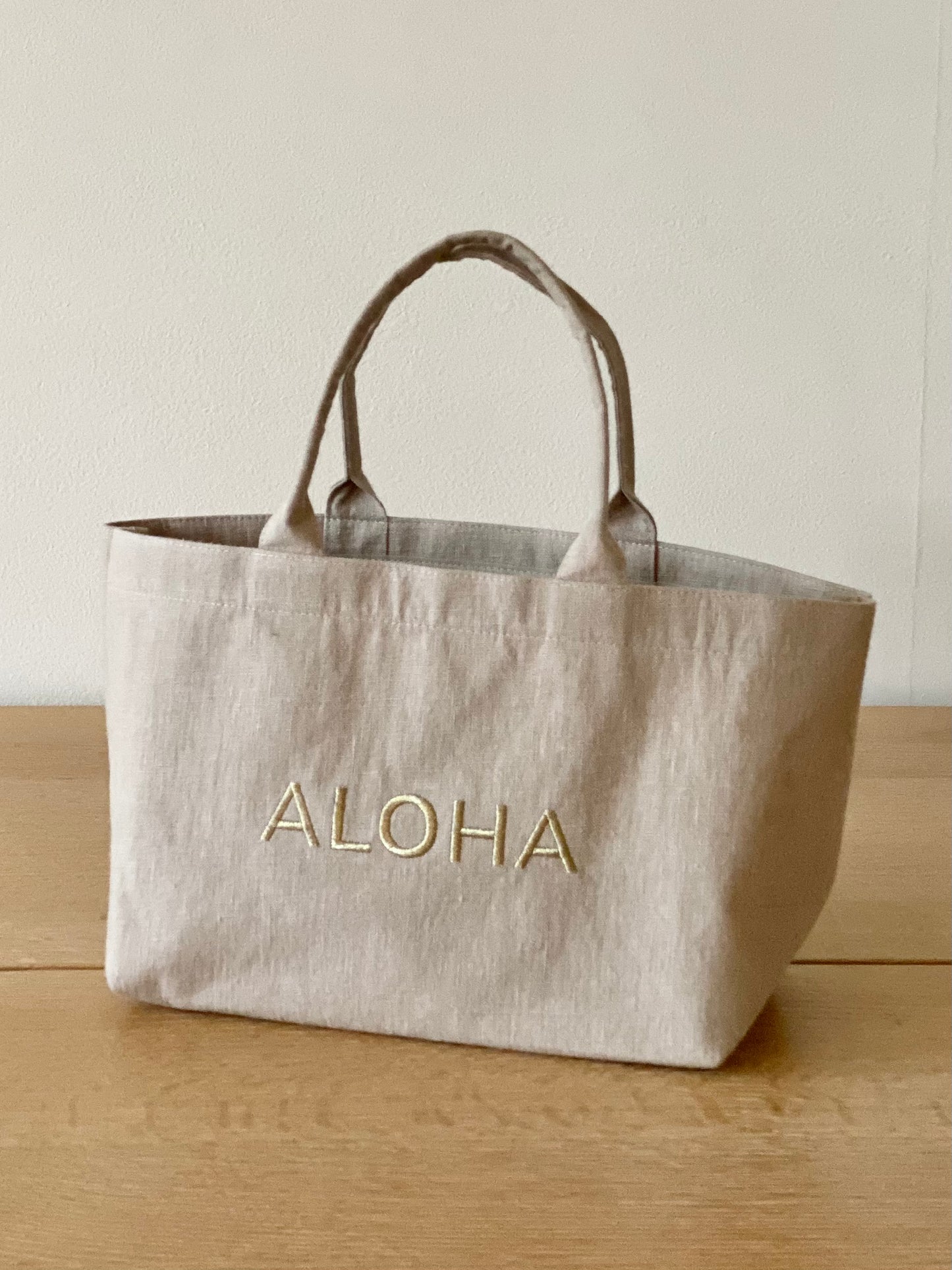 Small Linen Aloha Tote Bag