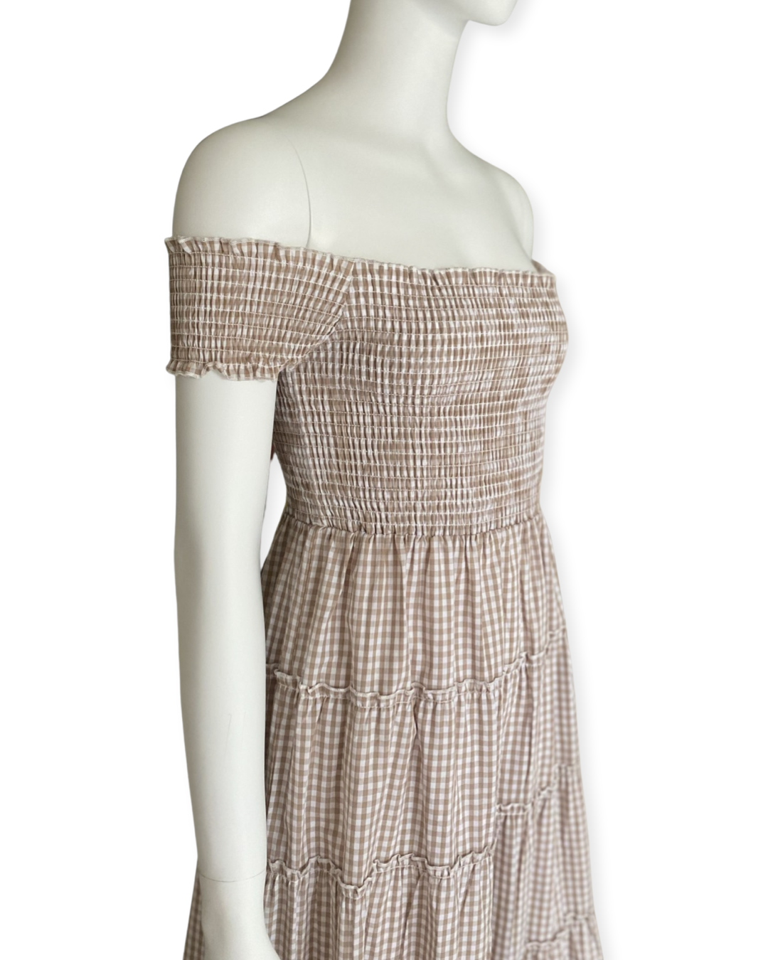 Off The Shoulder Dress / Gingham Check