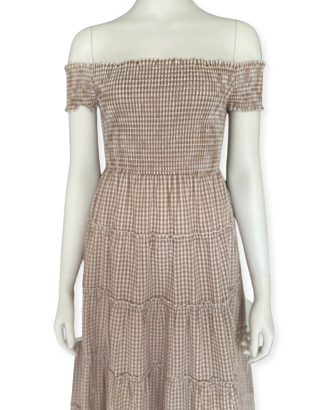 Off The Shoulder Dress / Gingham Check