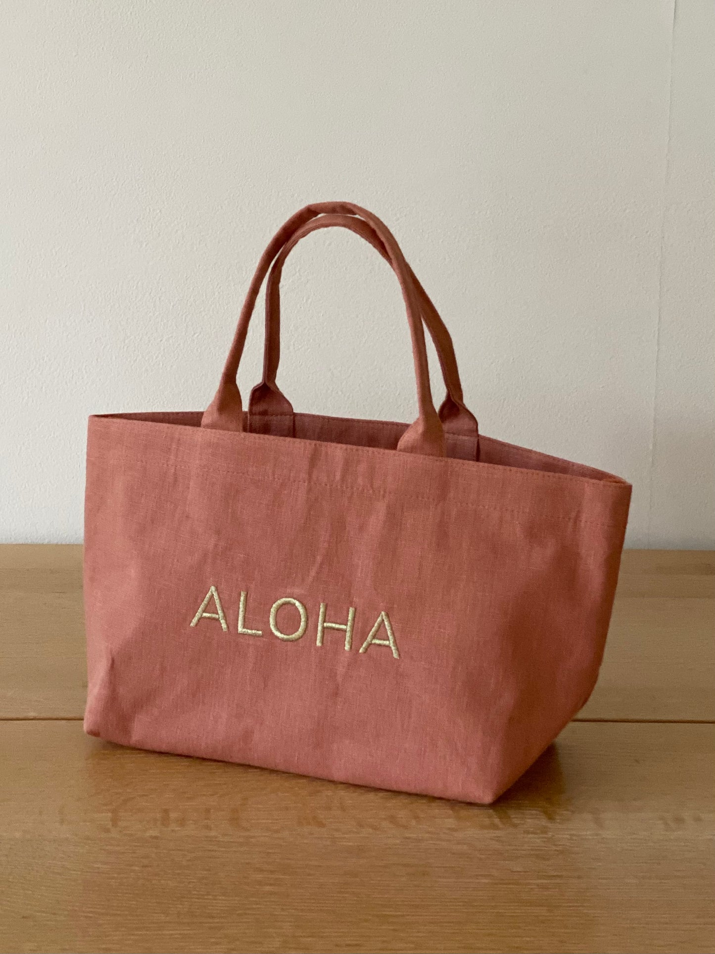 Small Linen Aloha Tote Bag