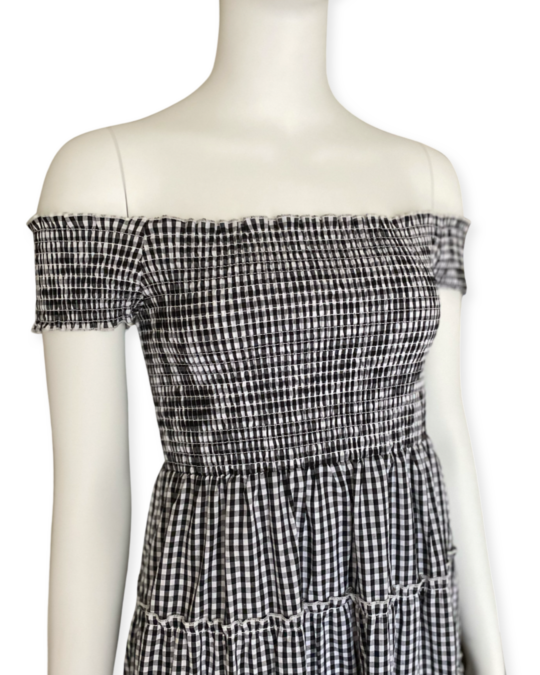 Off The Shoulder Dress / Gingham Check