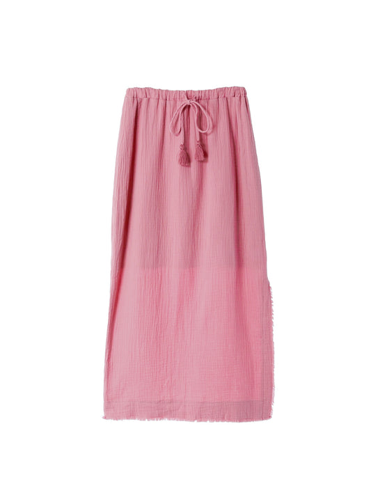 Fringe Side Slit Skirt / Blush Pink