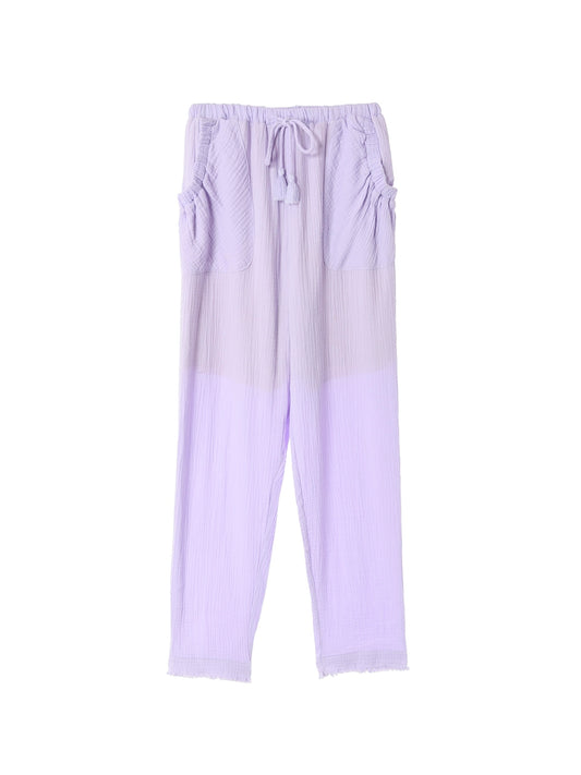 Fringe Cotton Gauze Pants Lavender