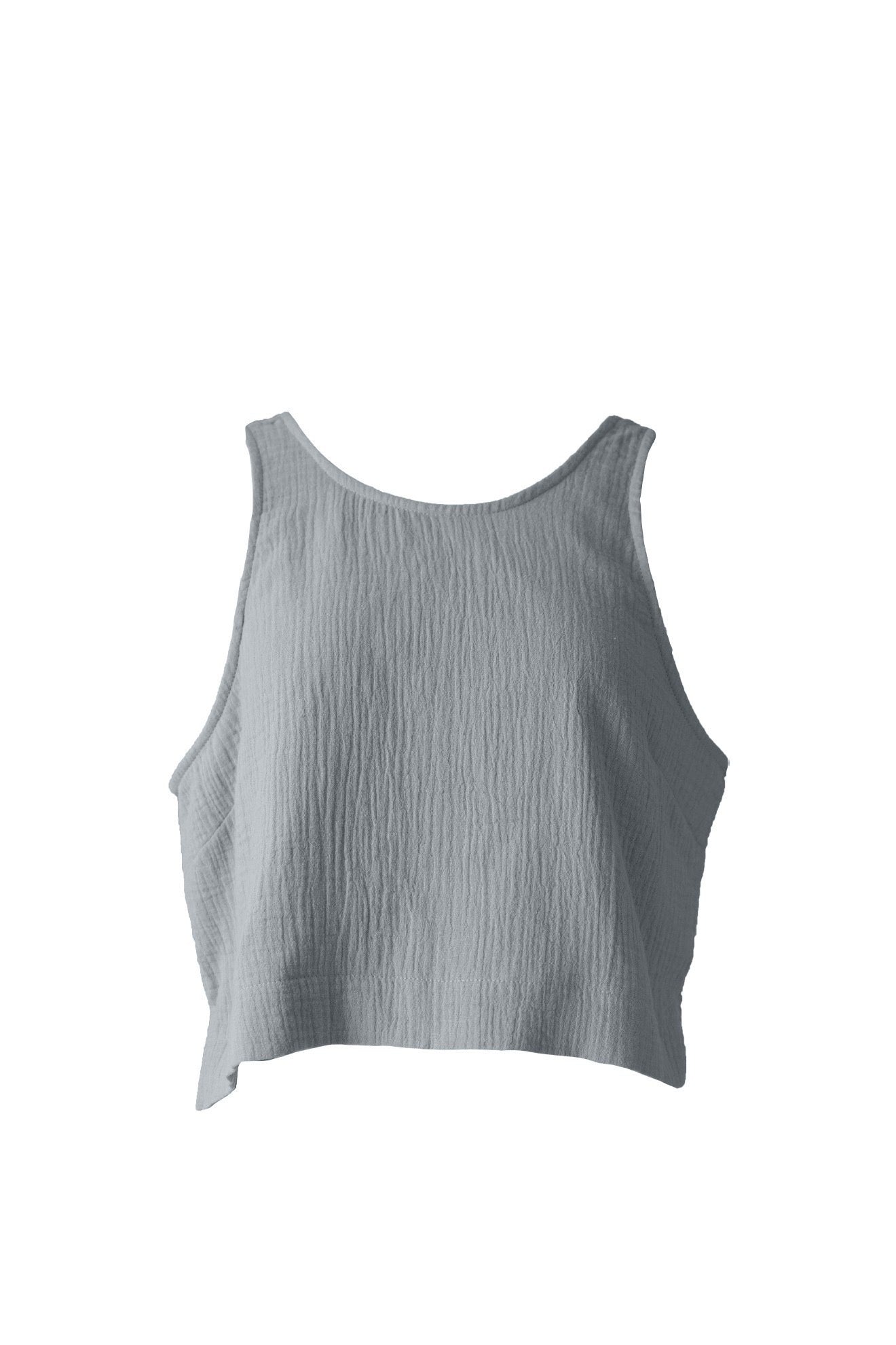Cotton Gauze Back Button Tanktop Gray