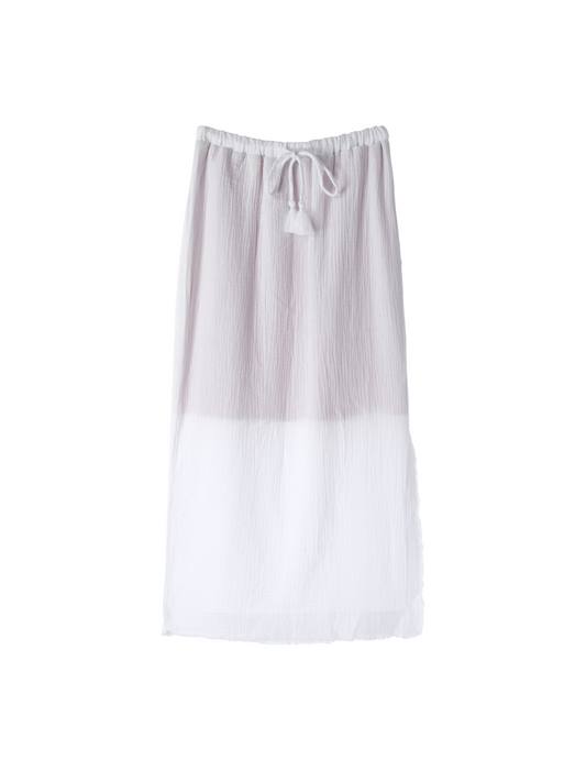Fringe Side Slit Skirt / White