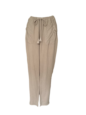 Fringe Cotton Gauze Pants Mocha