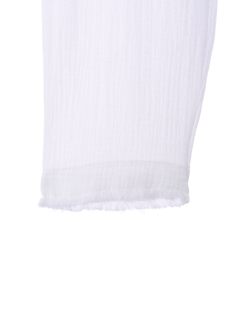 Fringe Cotton Gauze Pants White