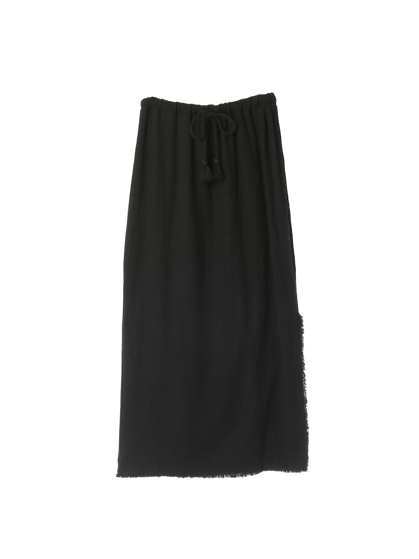 Fringe Side Slit Skirt / Black