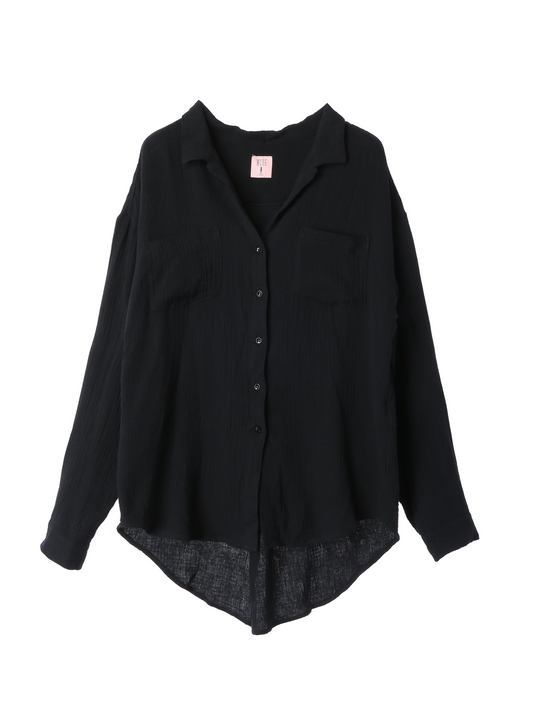 Over Size Button Down Shirt / Black