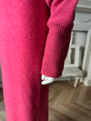 V neck knit dress / Shocking pink
