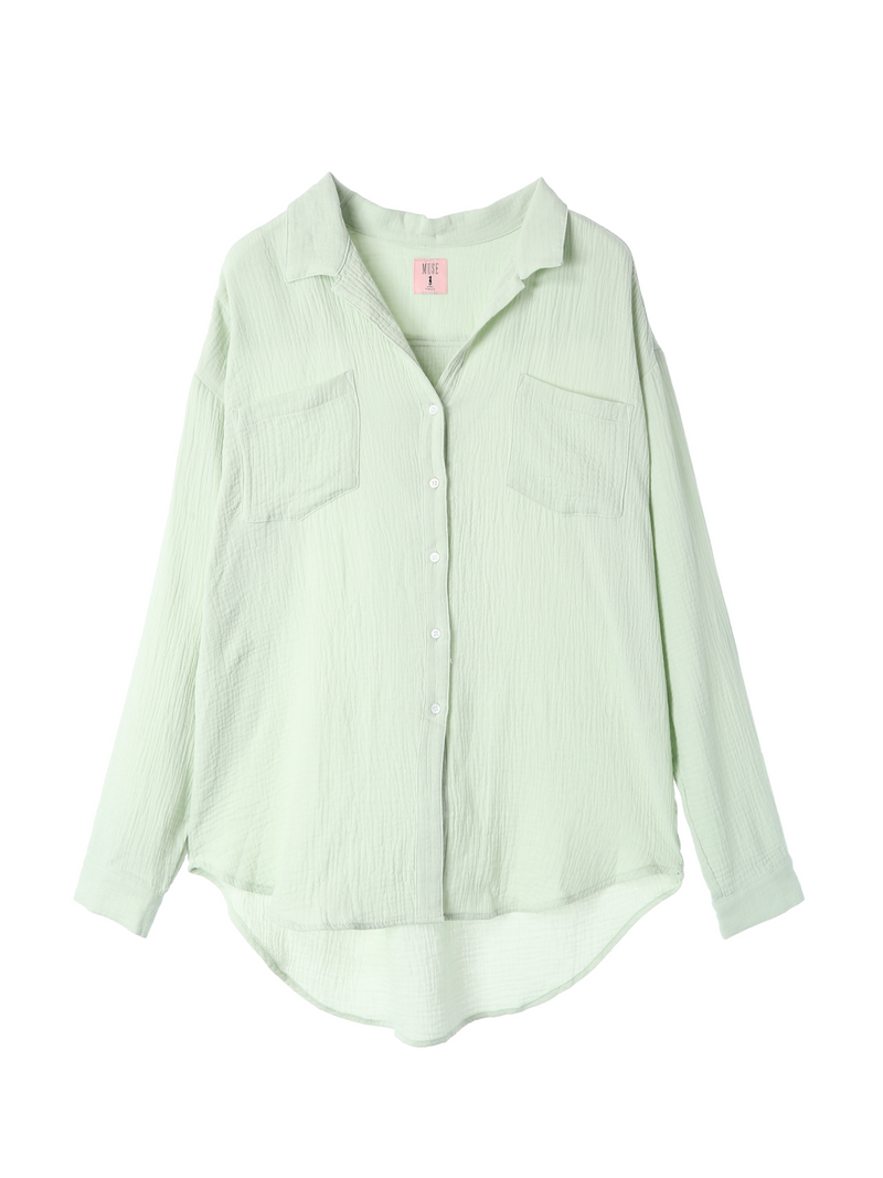 Over Size Button Down Shirt / Meadow Green