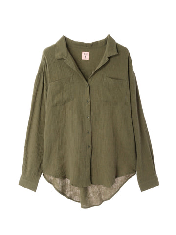 Cotton Gauze Back Button Tanktop Brown
