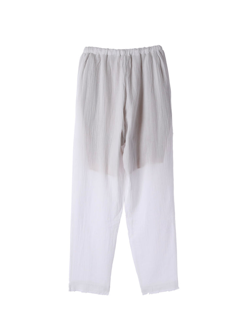 Fringe Cotton Gauze Pants White
