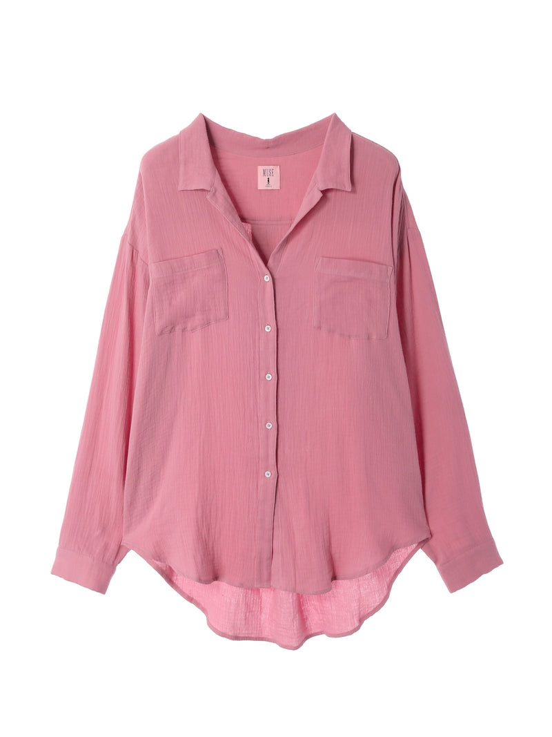 Over Size Button Down Shirt / Blush Pink