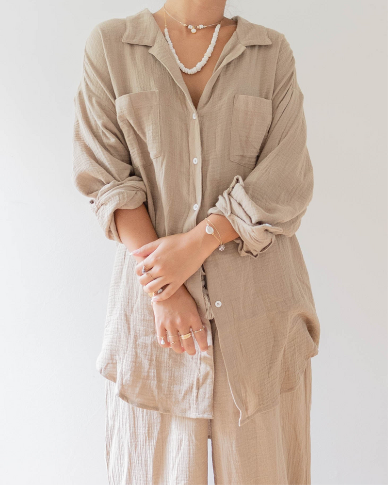 Over Size Button Down Shirt / Mocha