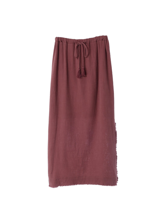 Fringe Side Slit Skirt / Autumn Leaves