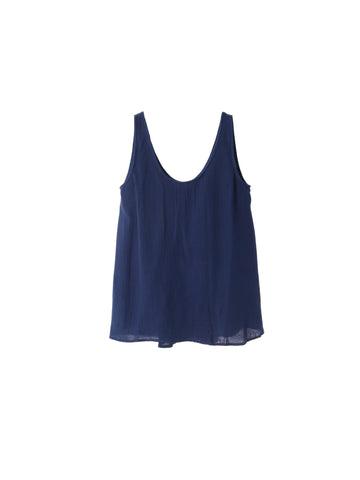 Cotton Gauze Back Button Tanktop Brown