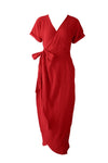 Off the shoulder knit dress / Red