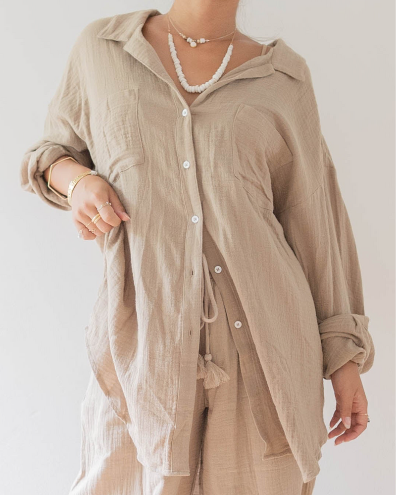 Over Size Button Down Shirt / Mocha