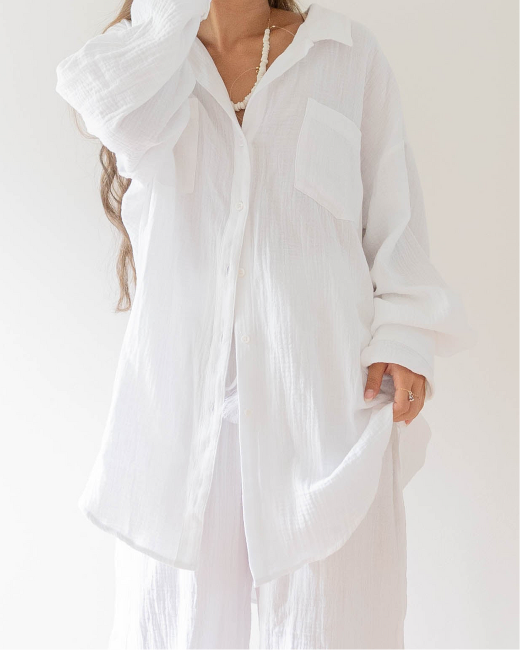 Over Size Button Down Shirt / White