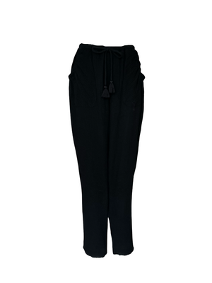 Fringe Cotton Gauze Pants Black