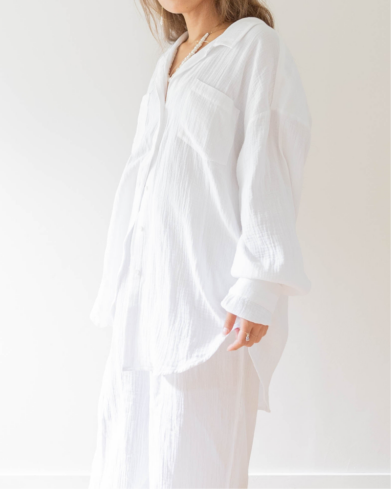 Over Size Button Down Shirt / White