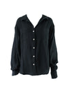 Linen Shirring Crop Top / Washed Black