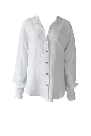 Cotton Gauze Button down shirt Navy