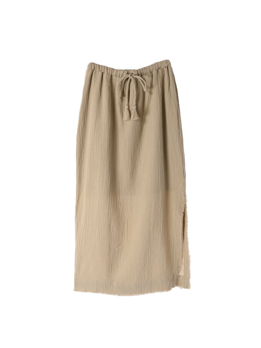 Fringe Side Slit Skirt / Mocha