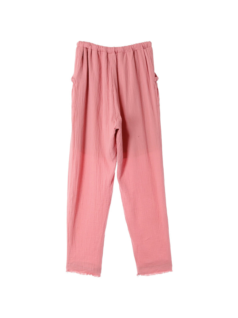 Fringe Cotton Gauze Pants Blush