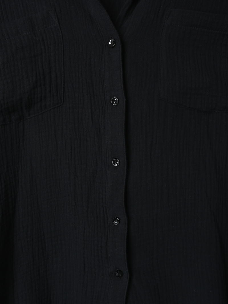 Over Size Button Down Shirt / Black