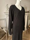 V neck knit dress / Heather black
