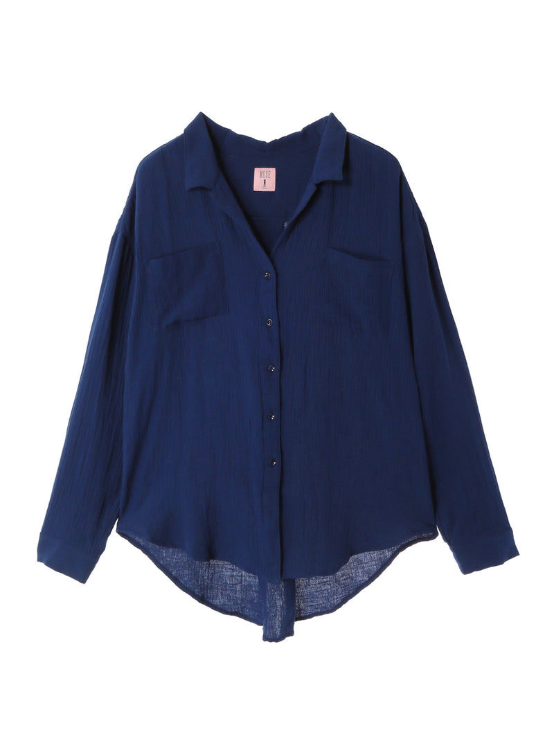 Over Size Button Down Shirt / Noir Blue