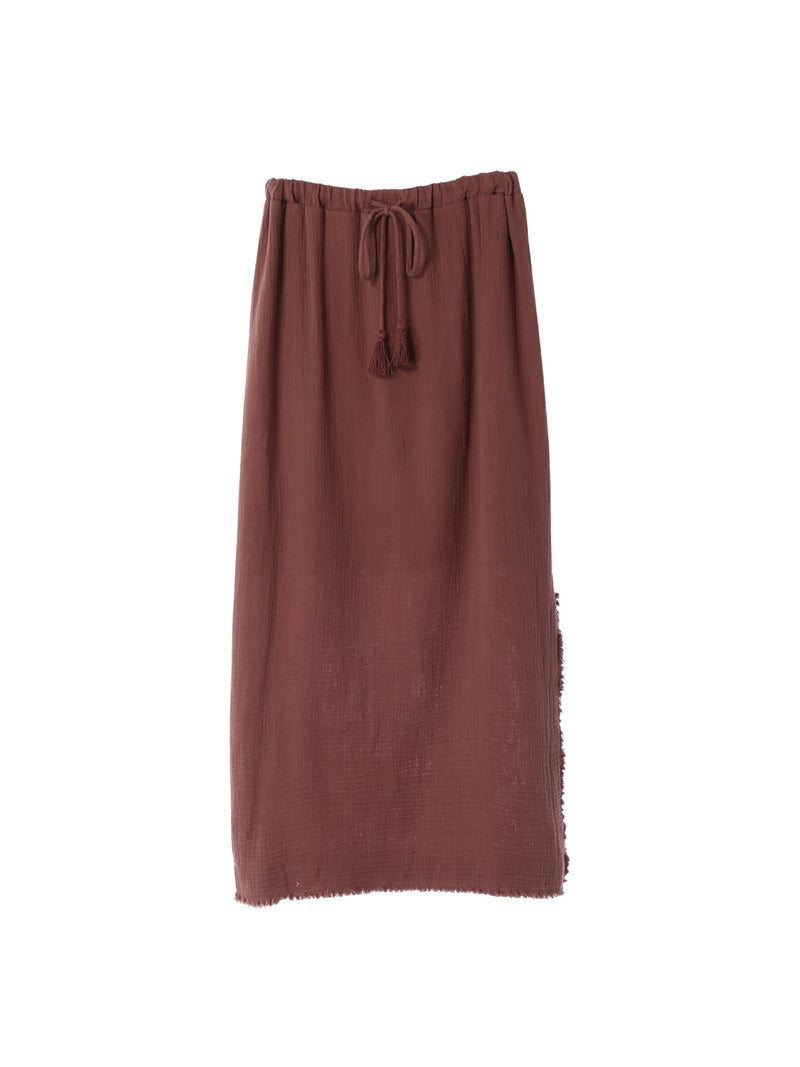 Fringe Side Slit Skirt / Autumn Leaves