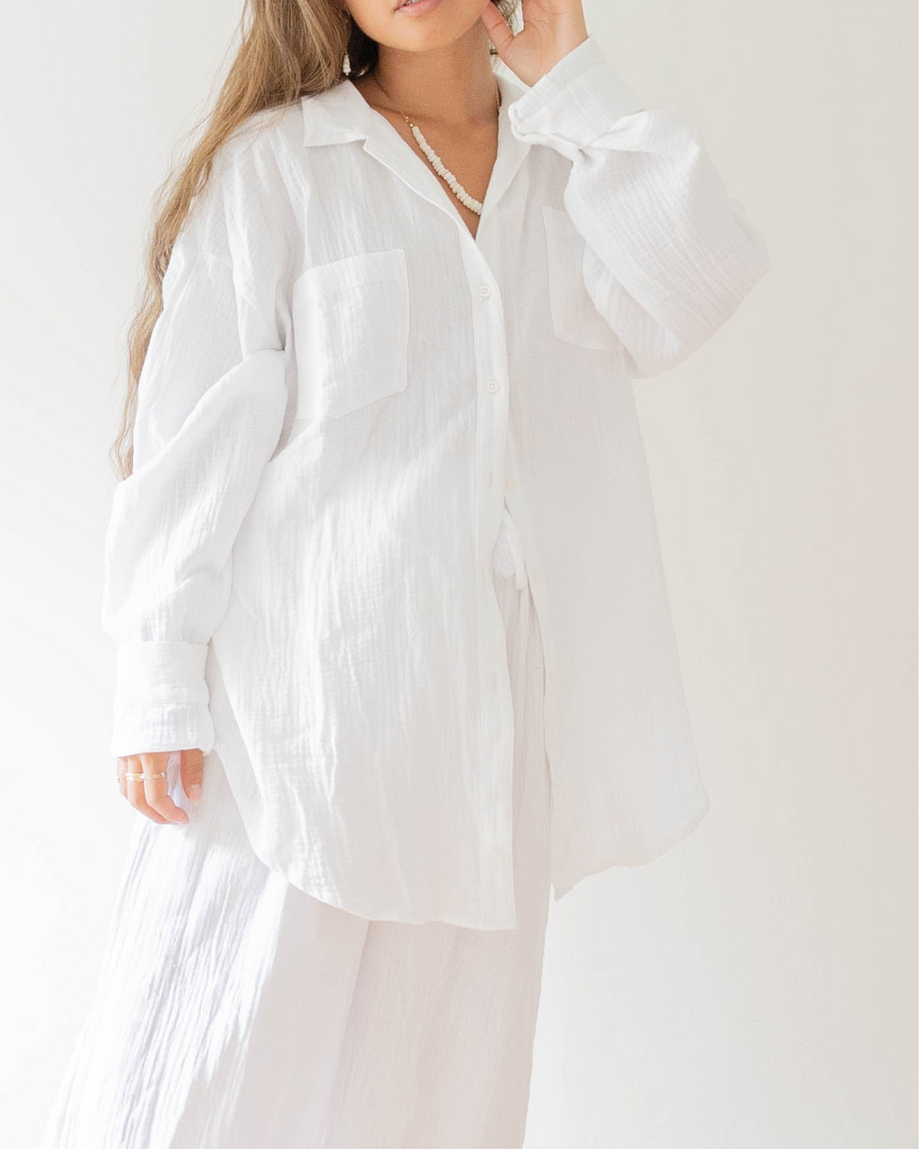 Over Size Button Down Shirt / White