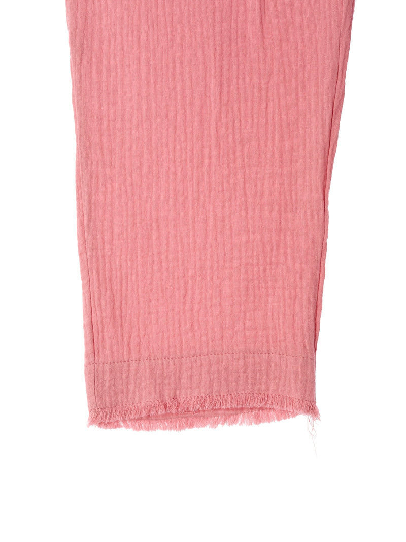 Fringe Cotton Gauze Pants Blush