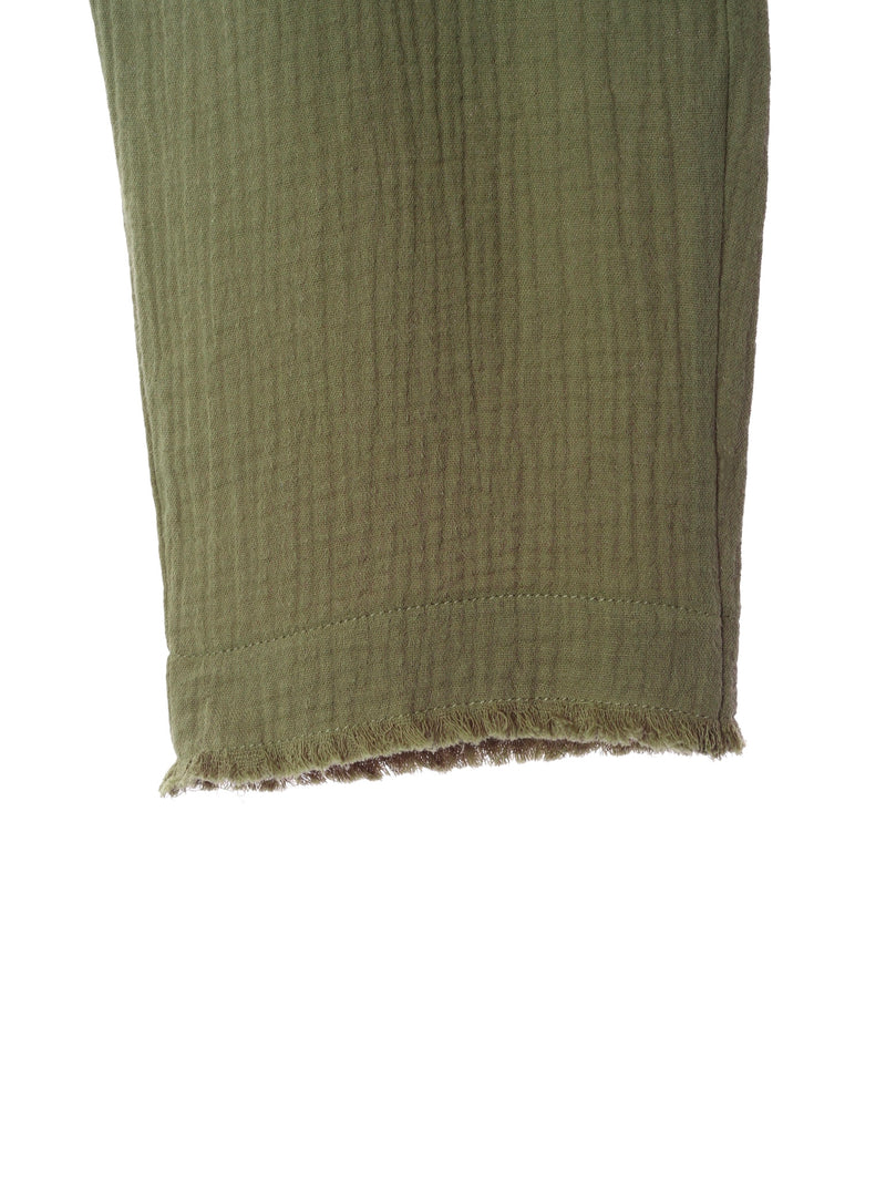 Fringe Cotton Gauze Pants Khaki
