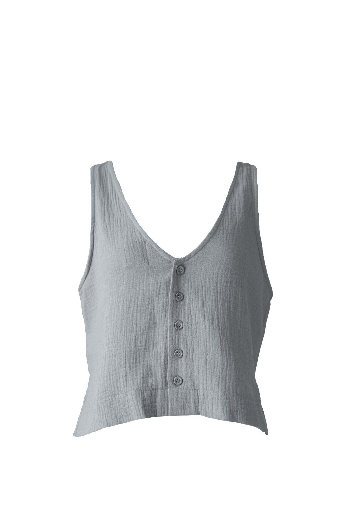 Cotton Gauze Back Button Tanktop Gray