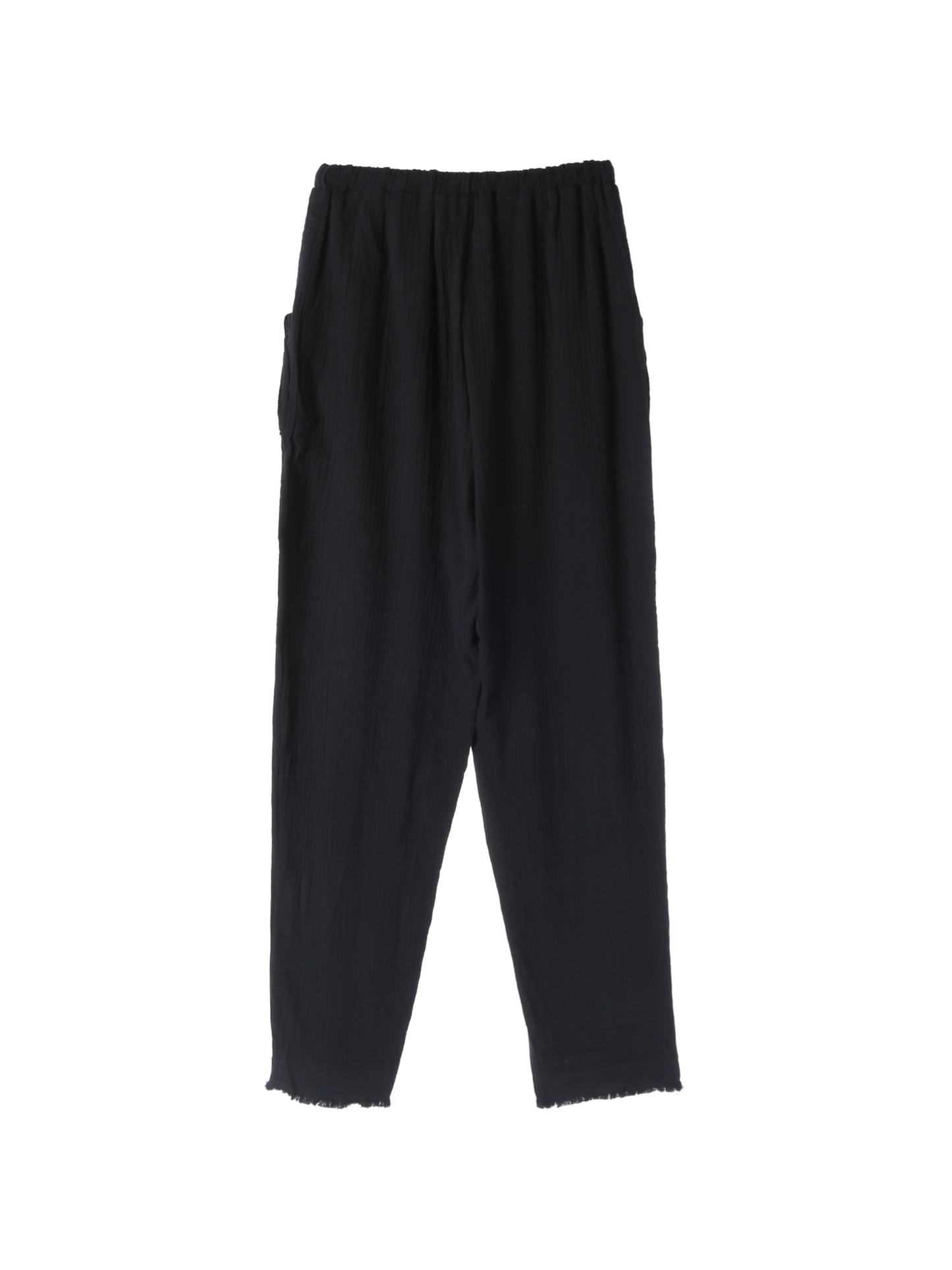 Fringe Cotton Gauze Pants Black