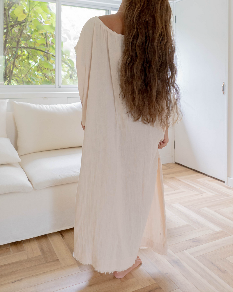 Fringe Kaftan / White