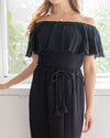 Fringe Frill Off The Shoulder Tops Black